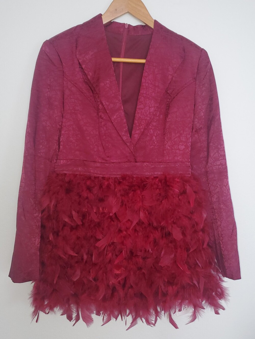 Women's Red Feather Mini Dress